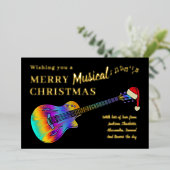 ギタークリスマスパーソナライズされた金ゴールド 箔シーズンカード (立ち正面)