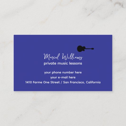 ギタークール先生用ブルーミュージック名刺 名刺 (裏面)