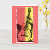ギターグリーティングカード カード (黄色い花)