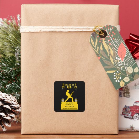 ギターケースのプロパティの識別 スクエアシール (クリスマス)