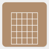 ギターコードチャートテンプレート |淡い茶色/白 スクエアシール (正面)