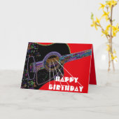 ギターサイケデリック誕生日カード カード (黄色い花)