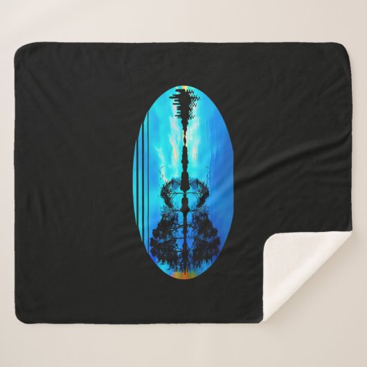 ギターサンセットスカイツリーズシティレイクリフレクション シェルパブランケット (正面(横))