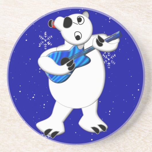 ギターサンドストーンコースターとロックンポーラーベア コースター (正面)