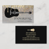 ギターシルエットフェイクオン金ゴールドグリッター 名刺 (正面/裏面)
