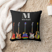 ギタースカラフルモノグラムブラック クッション (ブランケット)