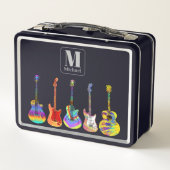 ギタースカラフルモノグラムブラック メタルランチボックス (裏面)