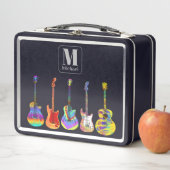 ギタースカラフルモノグラムブラック メタルランチボックス (インサイチュ)