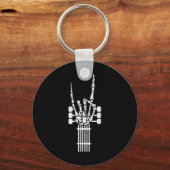 ギタースケルトンロックnロールロッカーサインパンクハロ キーホルダー (正面)