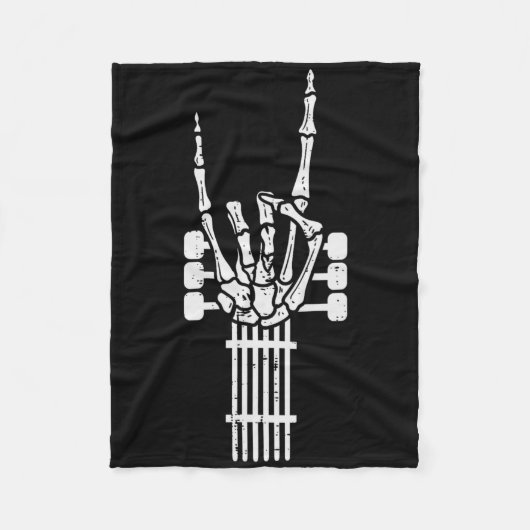 ギタースケルトンロックNロールロッカーサインパンクハロ フリースブランケット (正面)
