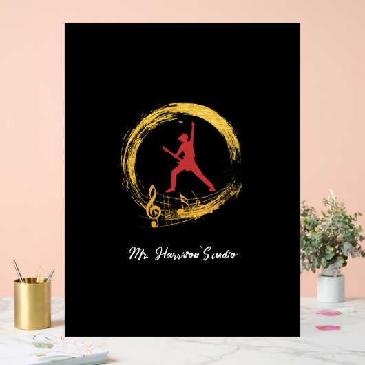 ギタースタジオブラックアモダンクリルサイン アクリルサイン (ウェディング)