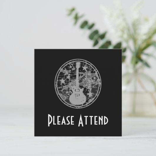 ギタース動揺してターズカメオシルエットダークBW 招待状 (スタンド正面)