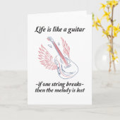 ギターセー – 人生はギターのようなものだ カード (黄色い花)