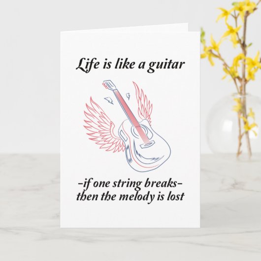 ギターセー – 人生はギターのようなものだ カード (黄色い花)