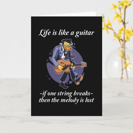 ギターセー – 人生はギターのようなものだ カード (黄色い花)