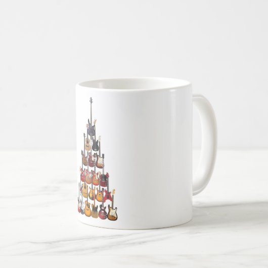 ギターツリークリスマスライトロック音楽 コーヒーマグカップ (正面右)