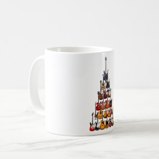 ギターツリークリスマスライトロック音楽 コーヒーマグカップ (正面左)