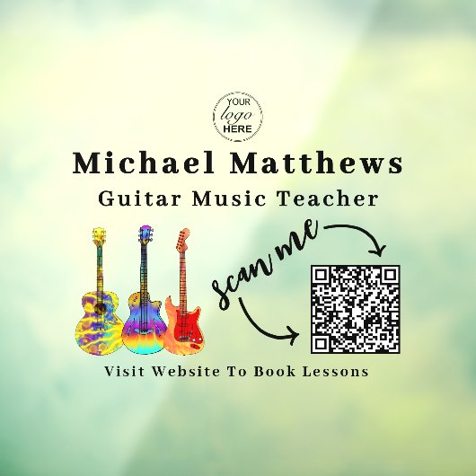 ギターティーチャー ミュージックレッスン QRコード ウィンドウクリング ウィンドウサイン (シート3)