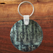 ギターティール(緑がかった色)グリーンブラックコラージュ キーホルダー (正面)