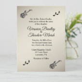 ギターテーマアンティーク金ゴールド結婚式招待状 招待状 (スタンド正面)