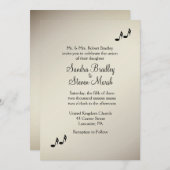 ギターテーマアンティーク金ゴールド結婚式招待状 招待状 (正面/裏面)