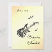 ギターテーマイエロー結婚式招待状 招待状 (裏面)