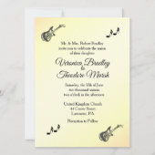 ギターテーマイエロー結婚式招待状 招待状 (正面)