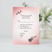 ギターテーマピンク赤面RSVPメニュー選択 出欠カード (スタンド正面)