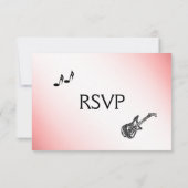ギターテーマピンク赤面RSVPメニュー選択 出欠カード (裏面)