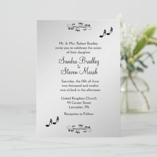 ギターテーマ結婚式招待状5" x 7" 招待状 (スタンド正面)