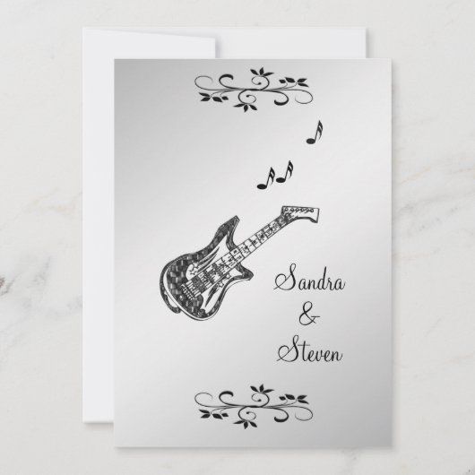 ギターテーマ結婚式招待状5" x 7" 招待状 (裏面)