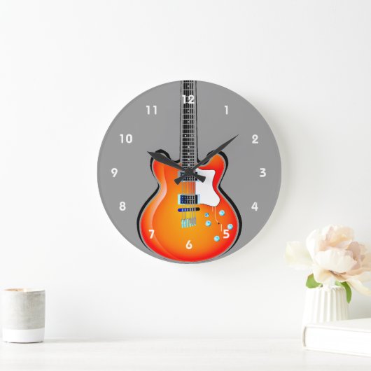ギターデザインの時計 ラージ壁時計 (ホーム)