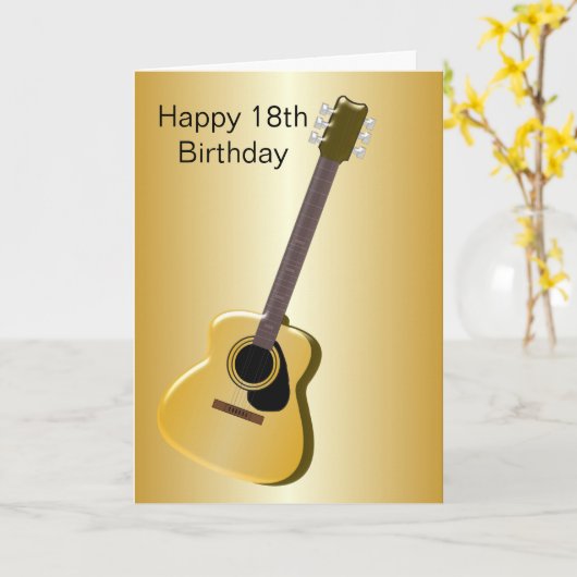 ギターデザインパーソナライズされた18誕生日 カード (黄色い花)