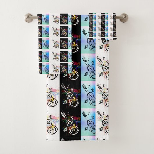 「ギタートリロジー」バスルームのタオルセット、カスタムデザイン バスタオルセット (インサイチュ)