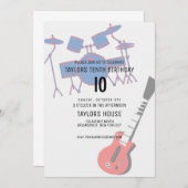 ギタードラムンアンプ音楽バースデーパーティー 招待状 (正面/裏面)