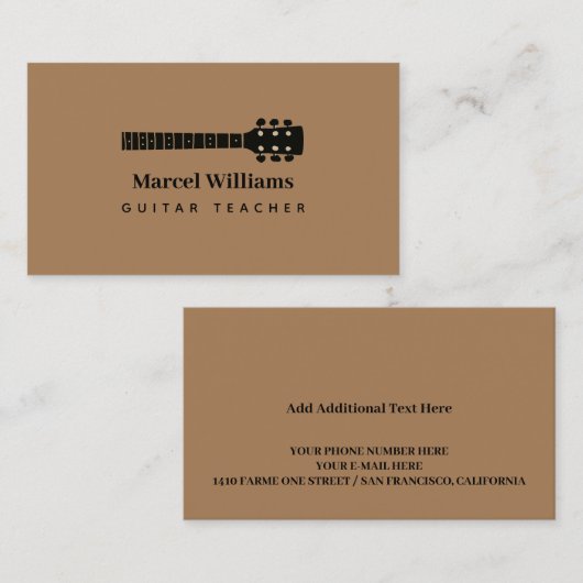 ギターネック付きミニマルミュージシャン名刺 名刺 (正面/裏面)