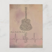 ギターノートとハートビートノートカード ポストカード (正面)