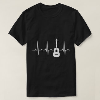 ギターハートビートラインミュージックラバーデザイン Tシャツ