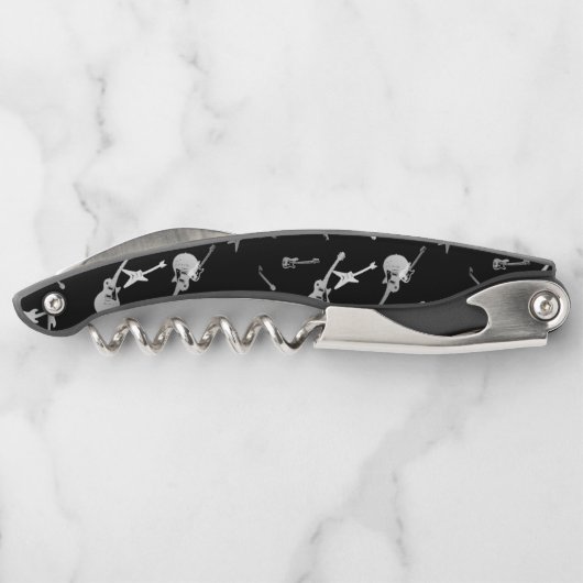 ギターバスジャズロック白黒モノグラムコルク ソムリエナイフ (裏面)