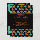 ギターバースデーパーティー10代のボーイ招待状 招待状 (正面/裏面)