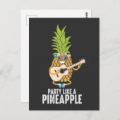 ギターパイナップルアロハハワイホリデーフルーツ ポストカード (正面/裏面)