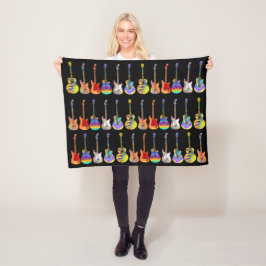 ギターパターンカラフル フリースブランケット