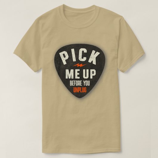 ギターピックおもしろいミュージシャン Tシャツ (デザイン正面)
