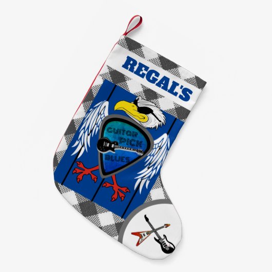 ギターピックブパーソナライズされたルーズレガルイーグル スモールクリスマスストッキング (正面 (吊り時))
