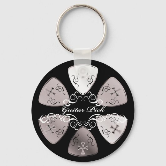 ギターピックラウンドW キーホルダー (正面)