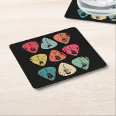 ギターピックレトロヴィンテージのギタリストのbassist スクエアペーパーコースター (アングル)