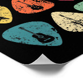 ギターピックレトロヴィンテージのギタリストのbassist ポスター (角)