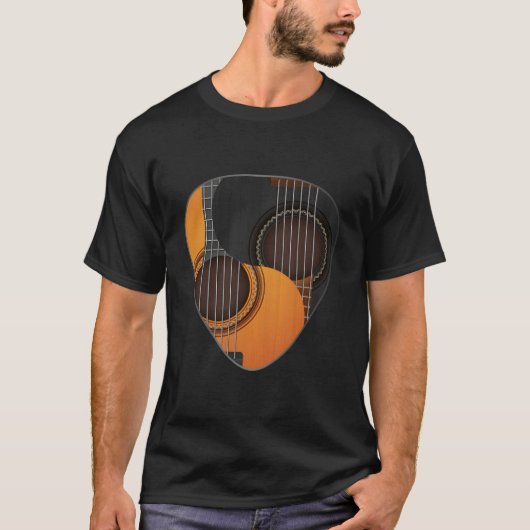 ギターピック陰陽ギタリスト Tシャツ (正面)