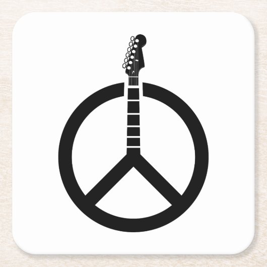 ギターピースサイン スクエアペーパーコースター (正面)