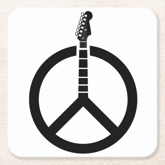 ギターピースサイン スクエアペーパーコースター (正面)